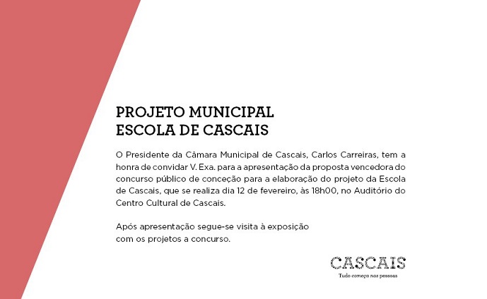 Apresenta&ccedil;&atilde;o da proposta vencedora e exposi&ccedil;&atilde;o do concurso Escola de Cascais