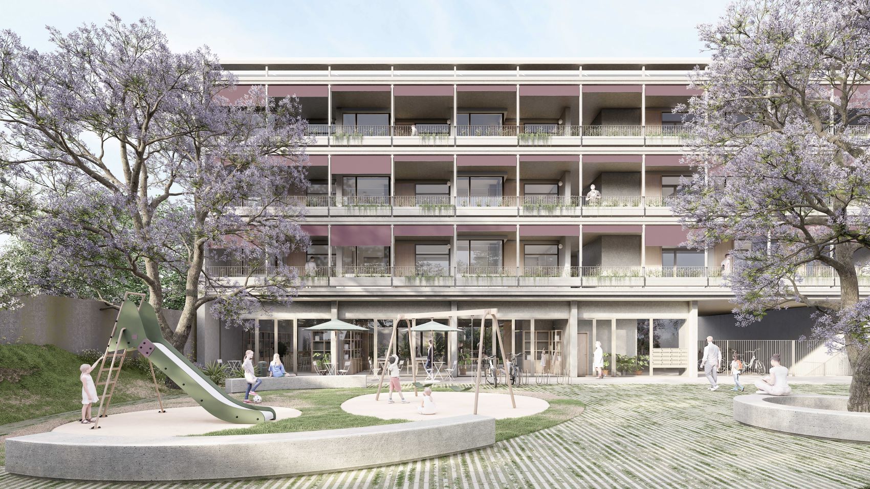 Edif&iacute;cio de habita&ccedil;&atilde;o e espa&ccedil;o p&uacute;blico na rua Ant&oacute;nio do Couto, Lisboa